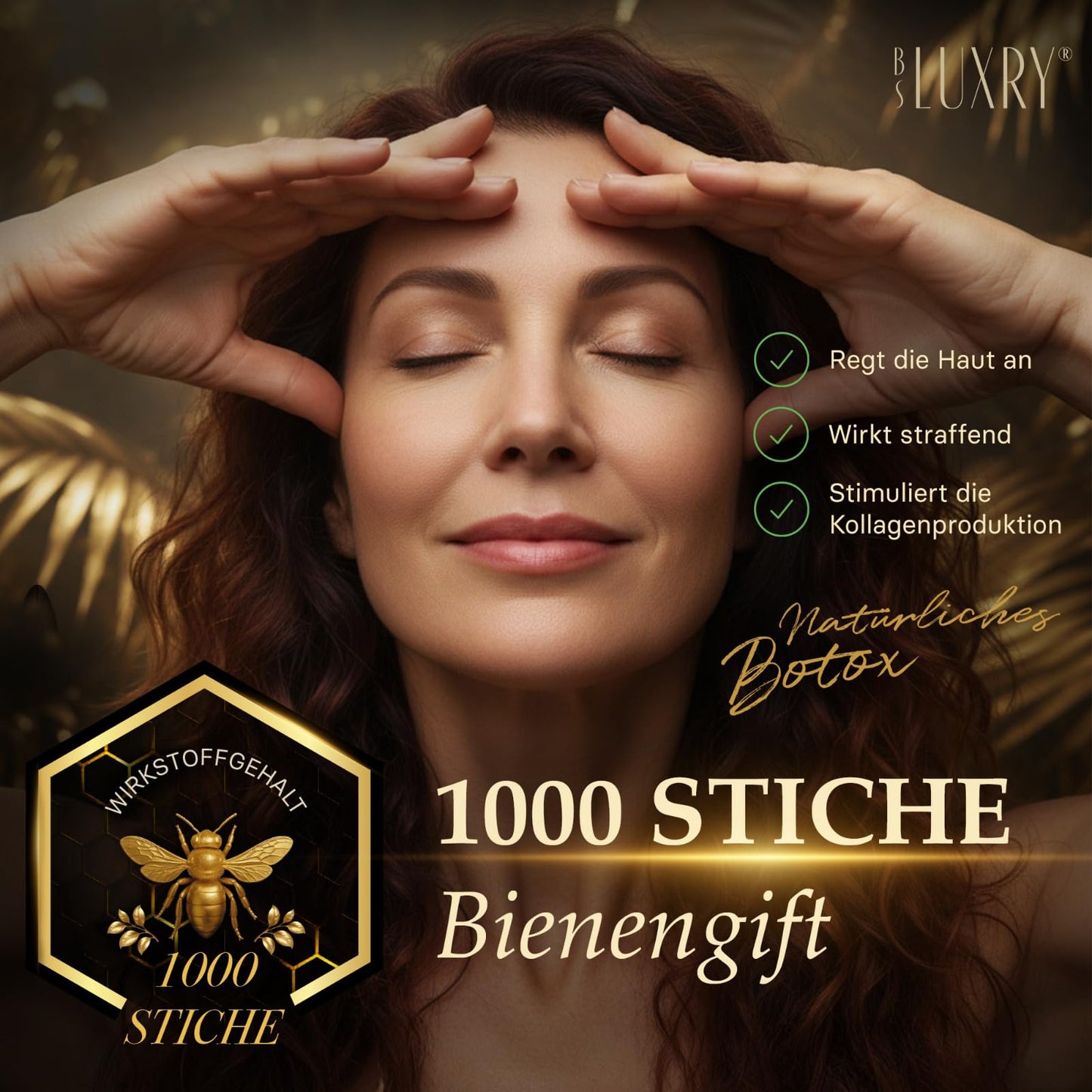 BS Luxry® Bienengift & Senna Anti-Falten Creme – 50 ml mit 1000 Bienenstichen – Hyaluron Booster & Bakuchiol – Luxuspflege für straffere Haut, Faltenreduzierung & empfindliche Haut