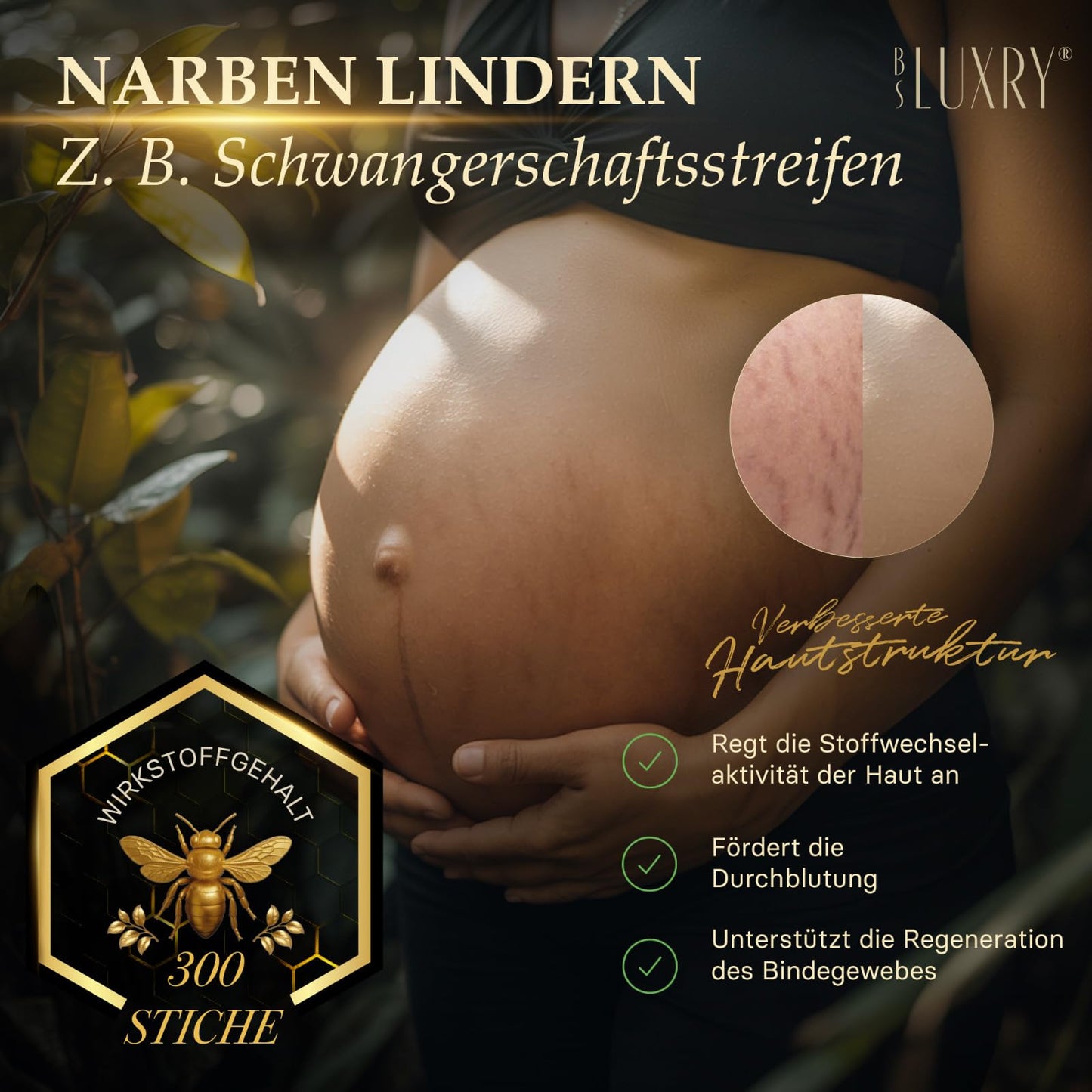 BS Luxry® Bienengift & Senna Creme 100 ml – Bienengiftsalbe gegen Besenreiser, Cellulite, Arthrose & Krampfadern – Pflege für empfindliche Haut & Bindegewebe – 300 Bienenstiche Wirkstoffkomplex