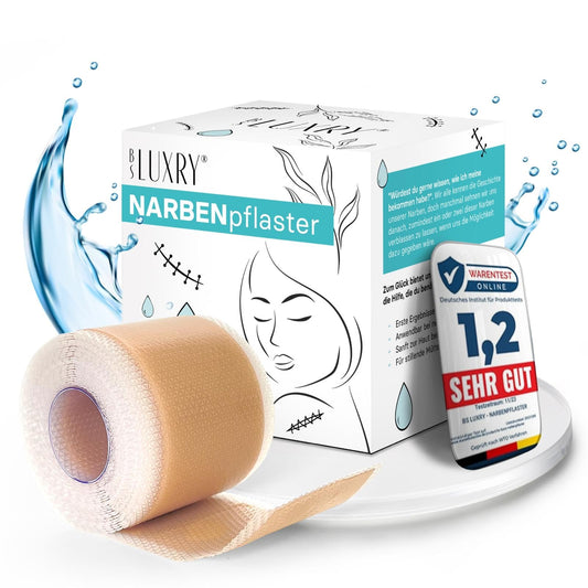 BS Luxry® Narbenpflaster 300 cm – Testsieger (Note 1,2) – Wiederverwendbares Silikonpflaster zur sichtbaren Narbenreduktion bei Kaiserschnitt, OP, Verbrennung, Keloid & Akne – UV-beständig Marke: BS Luxry