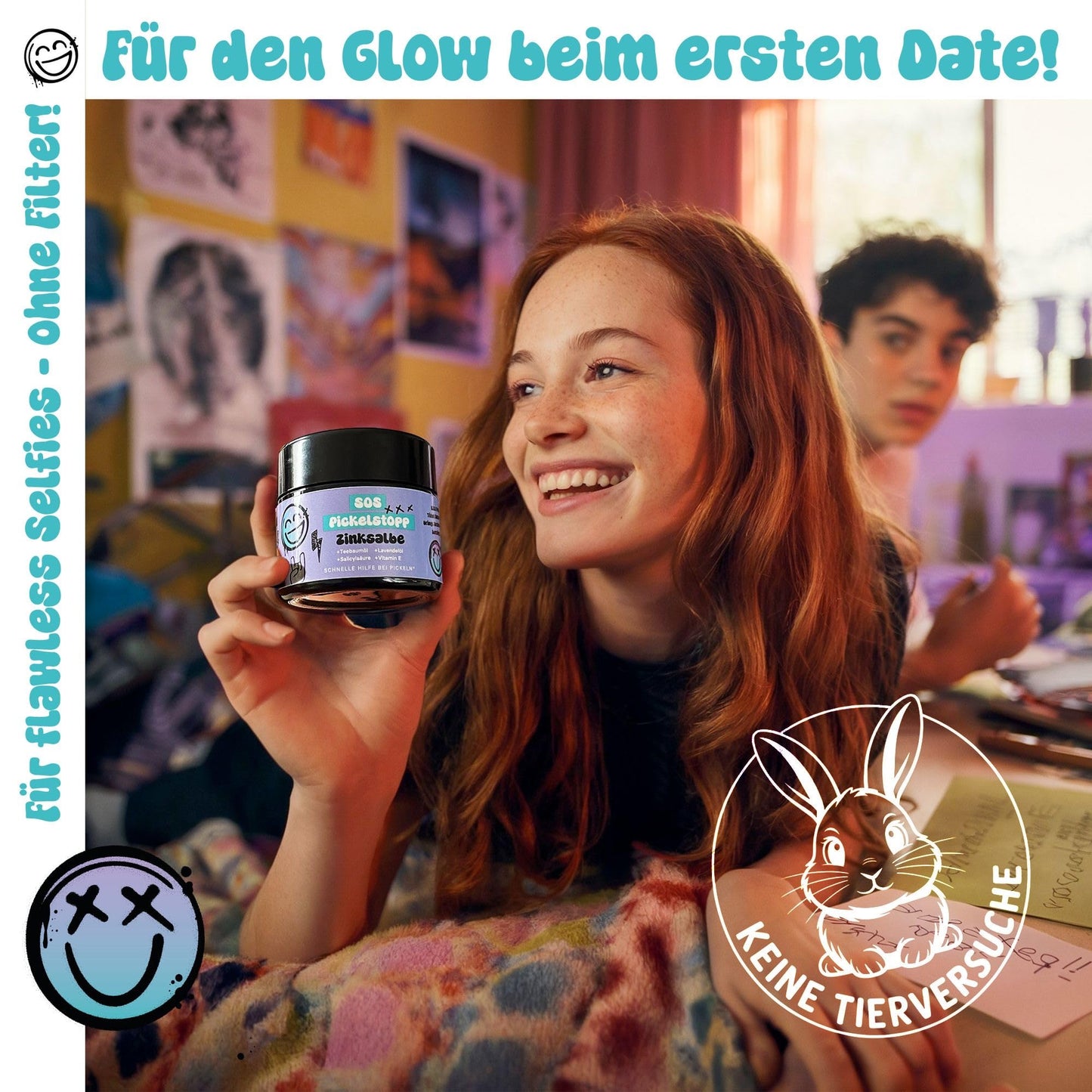 BS Luxry® SOS-Creme für Teenagerhaut – bei Pickeln im Gesicht, Rücken & Po – mit Teebaumöl & Salicylsäure – Anti-Mitesser – 50ml Zinksalbe für unreine Haut, Akne & Rosacea