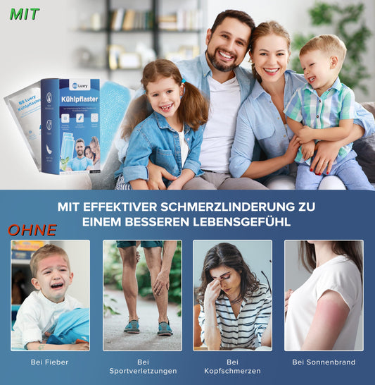 BS Luxry® 20x Kühlpflaster - bei Fieberbeschwerden und Migräne - Kühlpack bei Muskel u. Gelenkschmerzen - Kühlpads für Kinder ab 1 Jahr