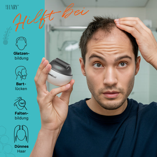 BS Luxry® Testsieger Dermaball– Professionelles Microneedling für Zuhause Hairroller mit 1200 Edelstahl-Mikronadeln – Bartroller für Bartwuchs, Haarwachstum & Gesicht – 0,5mm Needling