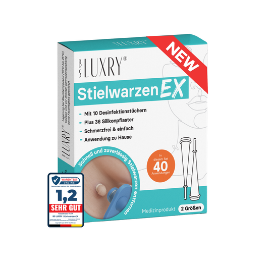 BS Luxry® StielwarzenEX – Stielwarzen & Hautanhängsel entfernen für Zuhause – Skin Tag Remover – Warentest-Sieger 1,2 – Sicher & Effektiv – Für Hals, Achseln, Rücken & Körper