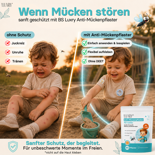 BS Luxry Anti-Mückenpflaster Kinder, 96 Sticker, ab 1 Jahr, DEET-frei
